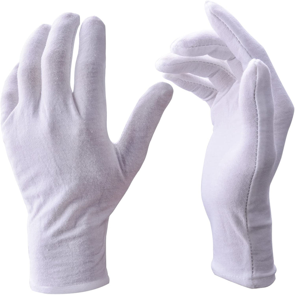 Glove Liners |  White Cotton Inspection Gloves Size Large Adult PAIR Large Size 8" Length 12 PACK 5020W