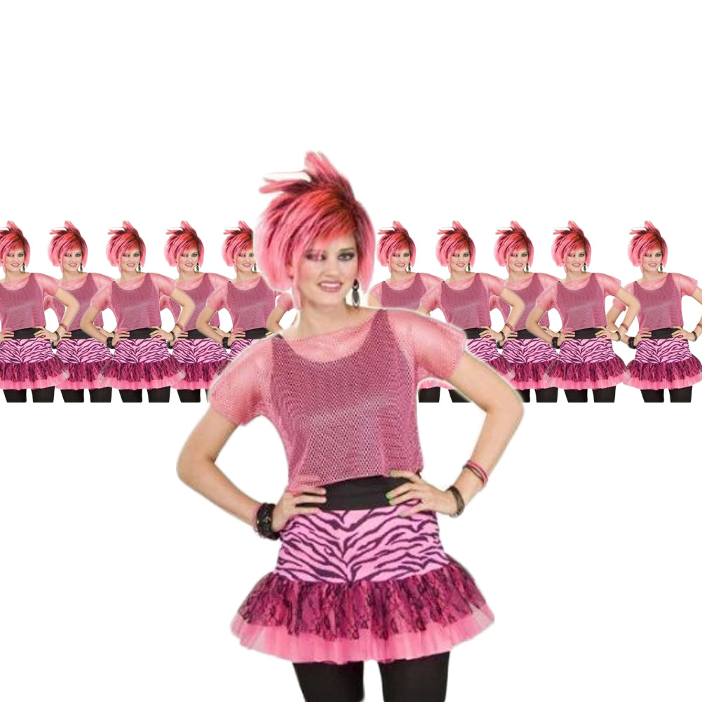 80's Hot Pink Fishnet Shirt 12PK  8580D