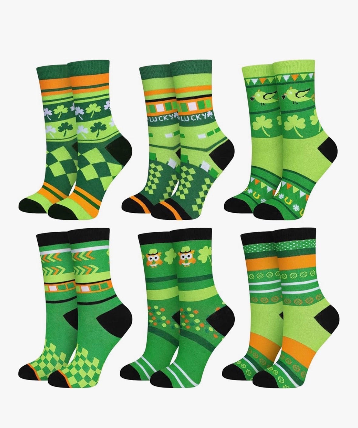 6 PACK St Patrick's Shamrock Beer Socks 10" 8175