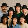 LONG BRIM Costume Gangster Fedora Hat Black Felt 1333