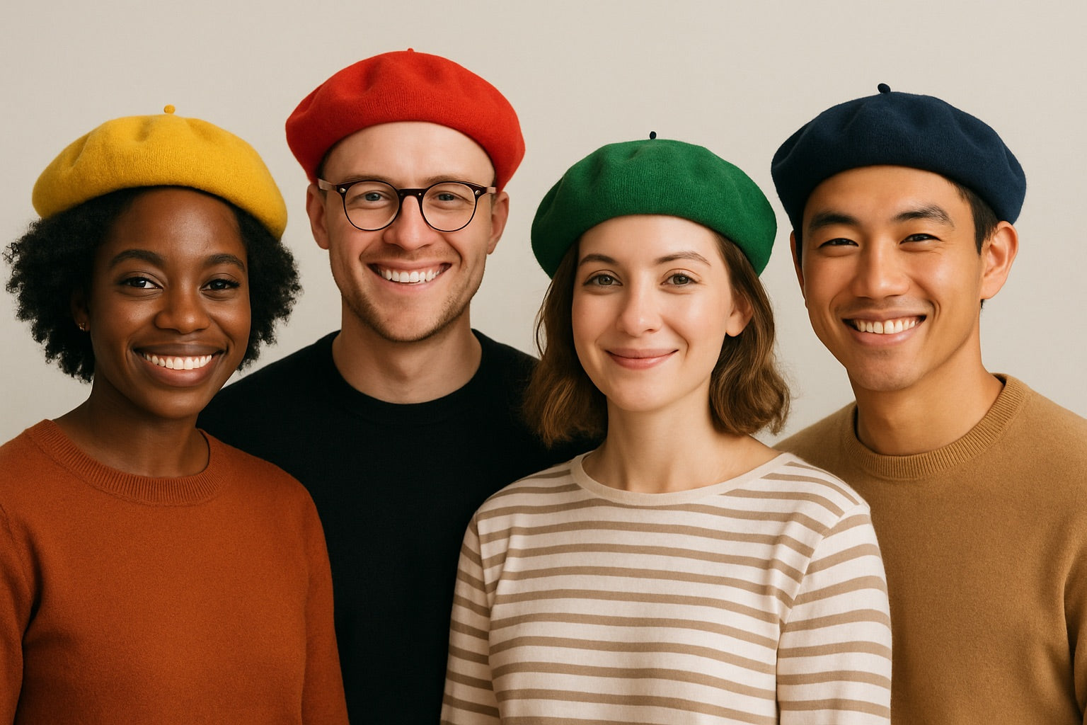 Bulk Berets Wool Mixed Colors 12 PACK 22.5" Standard Adult Size 1360A