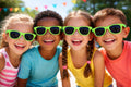 Kids Sunglasses | Neon Green Iconic 80's Sunglasses 100% UV  12 PACK 13005