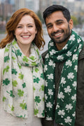 St. Patricks Day Green White Shamrock Scarf 1907C
