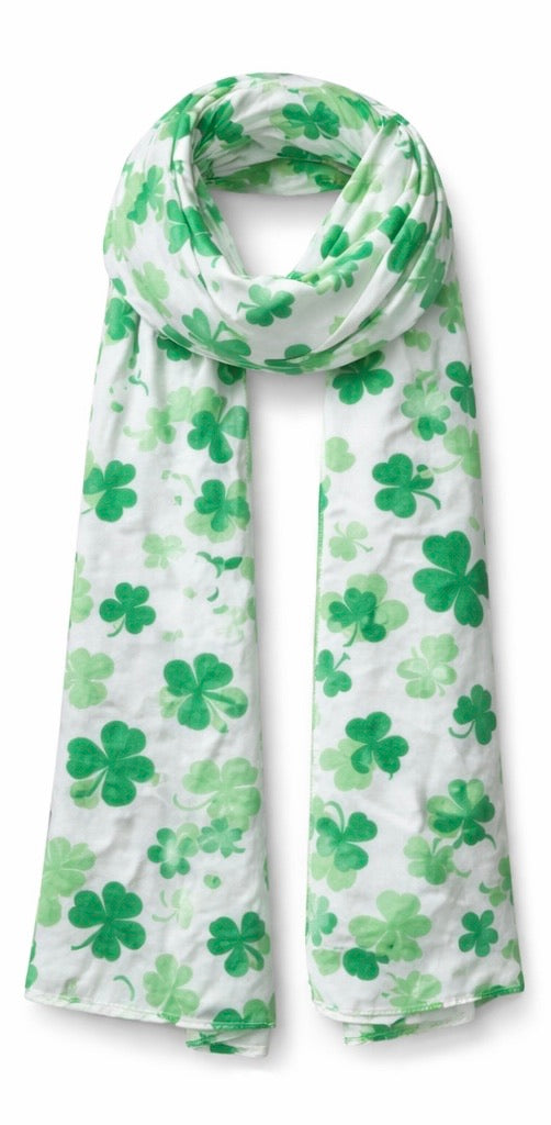 St Patricks Shamrock Scarf Wholesale | Green White 1907D