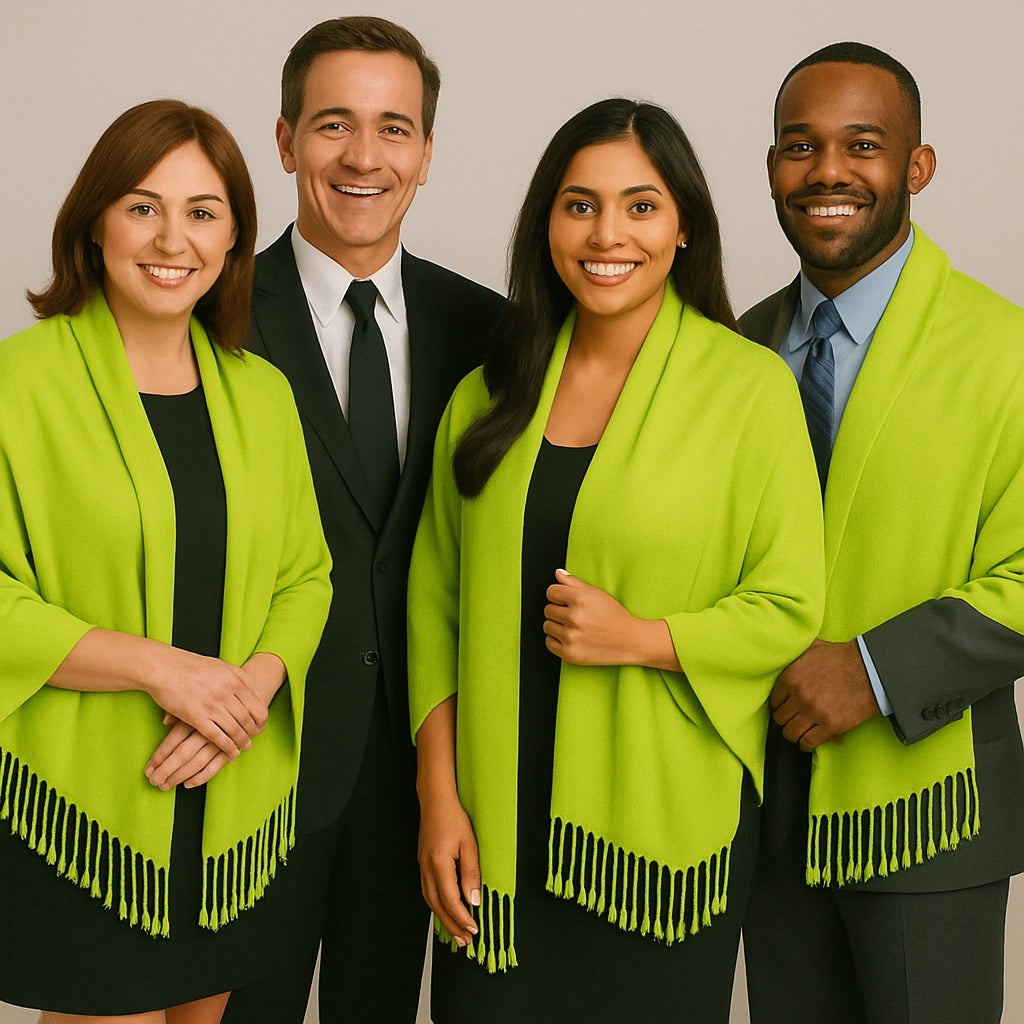 Lime Green Pashmina Scarf Shawl 100% Fine Wool Mix 12 PACK 28" x 78" 2117