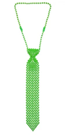 St Patricks Green Tie | Beaded  13" 6807B 12 PACK