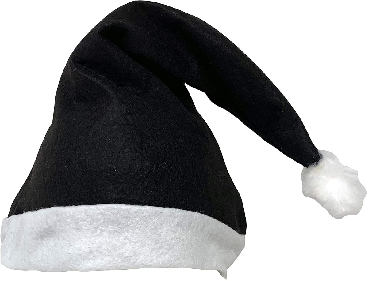 Black Santa Hats Bulk Classic Felt 12 PACK 22.5" Standard Adult SIze 1512BL