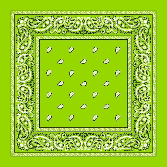 Lime Green Bandana 22" Square Standard 100% Cotton 12 PACK 1928D