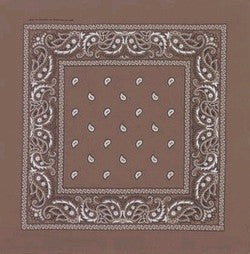 Brown Paisley Bandanna 22" Square Standard 100% Cotton 12 PACK 1924DZ