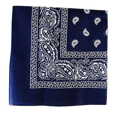 Navy Paisley Bandanna 22" Square Standard 100% Cotton 12 PACK 1915DZ