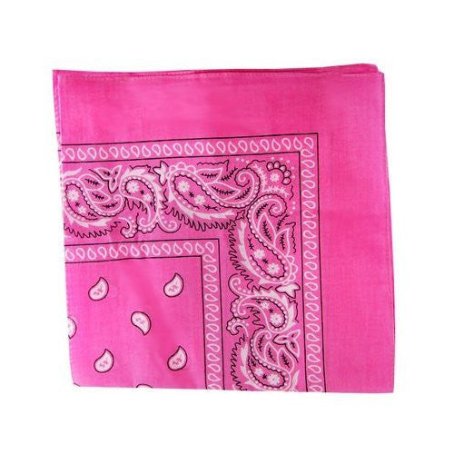 Hot Pink Bandana 22" Square Standard 100% Cotton 12 PACK 1917D