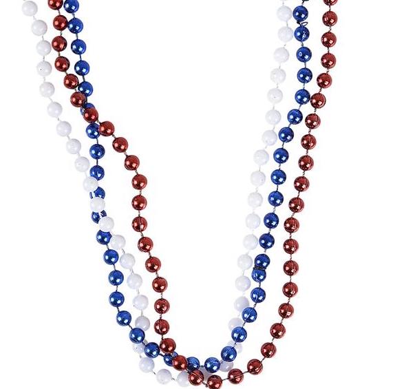 Red, White & Blue Patriotic Bead Necklaces 12 PACK 6591