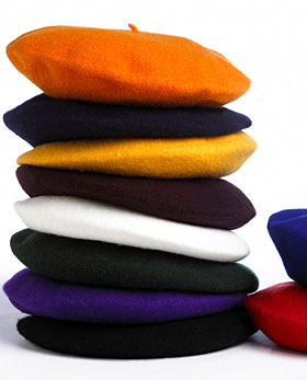Bulk Berets Wool Mixed Colors 12 PACK 22.5" Standard Adult Size 1360A