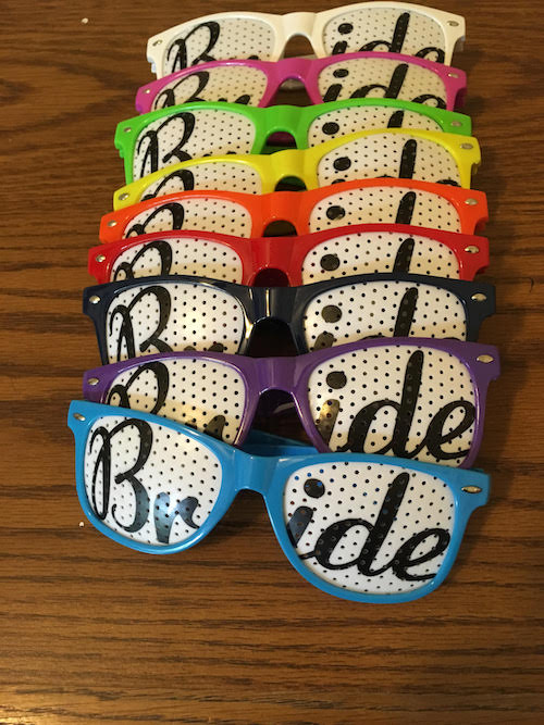 Bride Pinhole Glasses Mixed Colors  With Black Bride Text BP1000