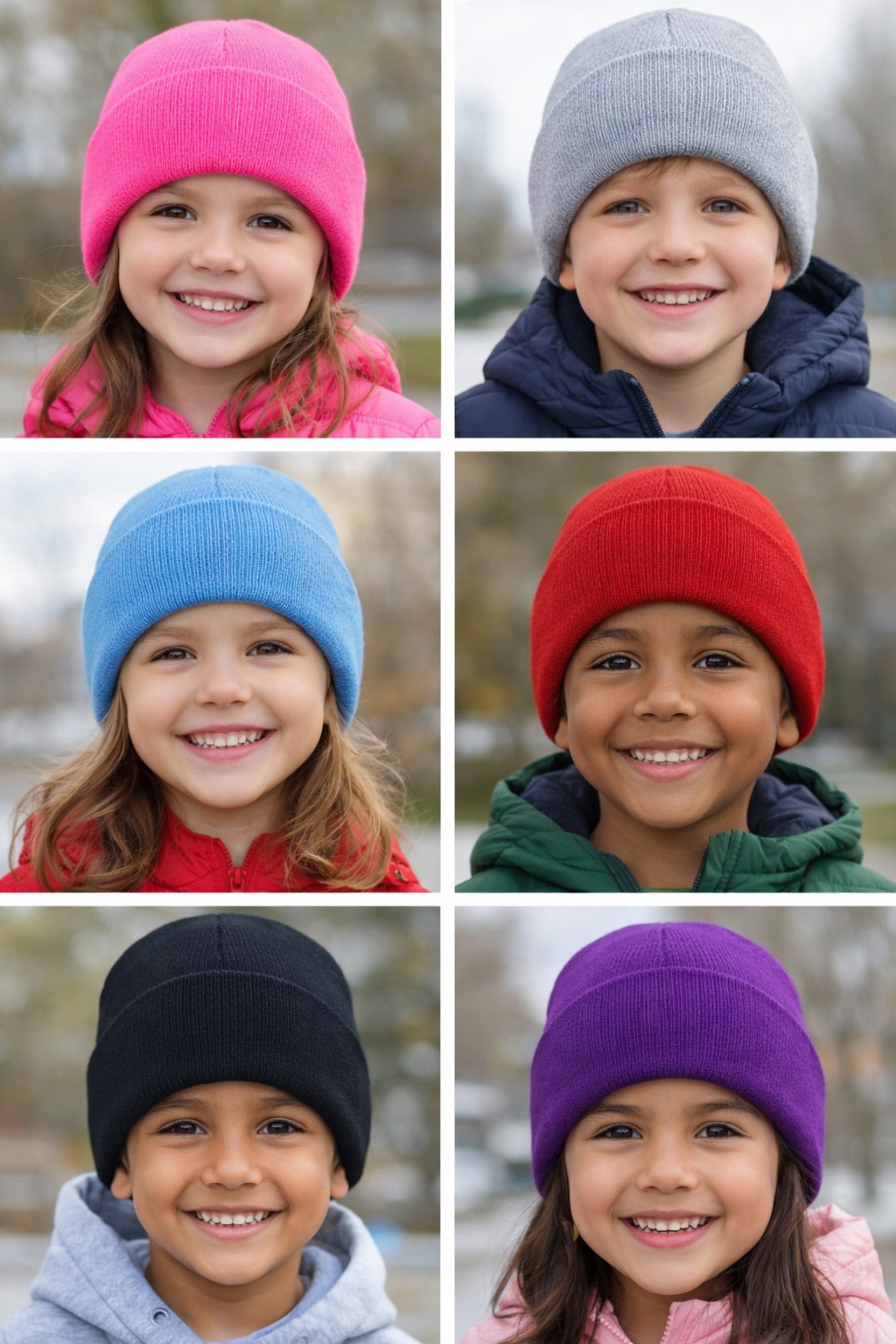 Kids Winter Beanies Acrylic Knit Stretchy Beanies Caps for Boys and Girls