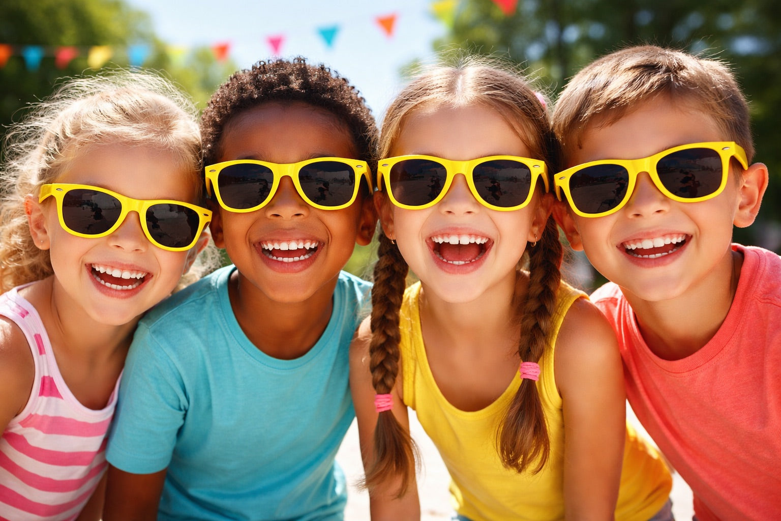 Kids Yellow Sunglasses 12 PACK Party Favor Quality Ages 3-9 | 400