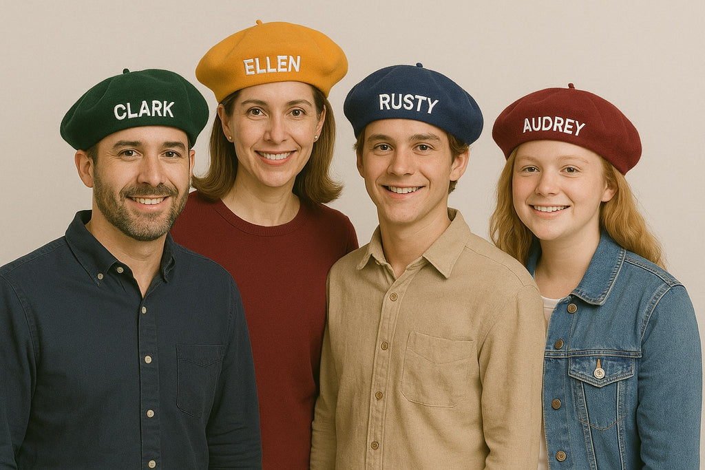 European Vacation, Berets, Customized or Monogrammed Custom Beret, Pick Your Color and Custom Text  100% Wool (Fonts in Picture Gallery)