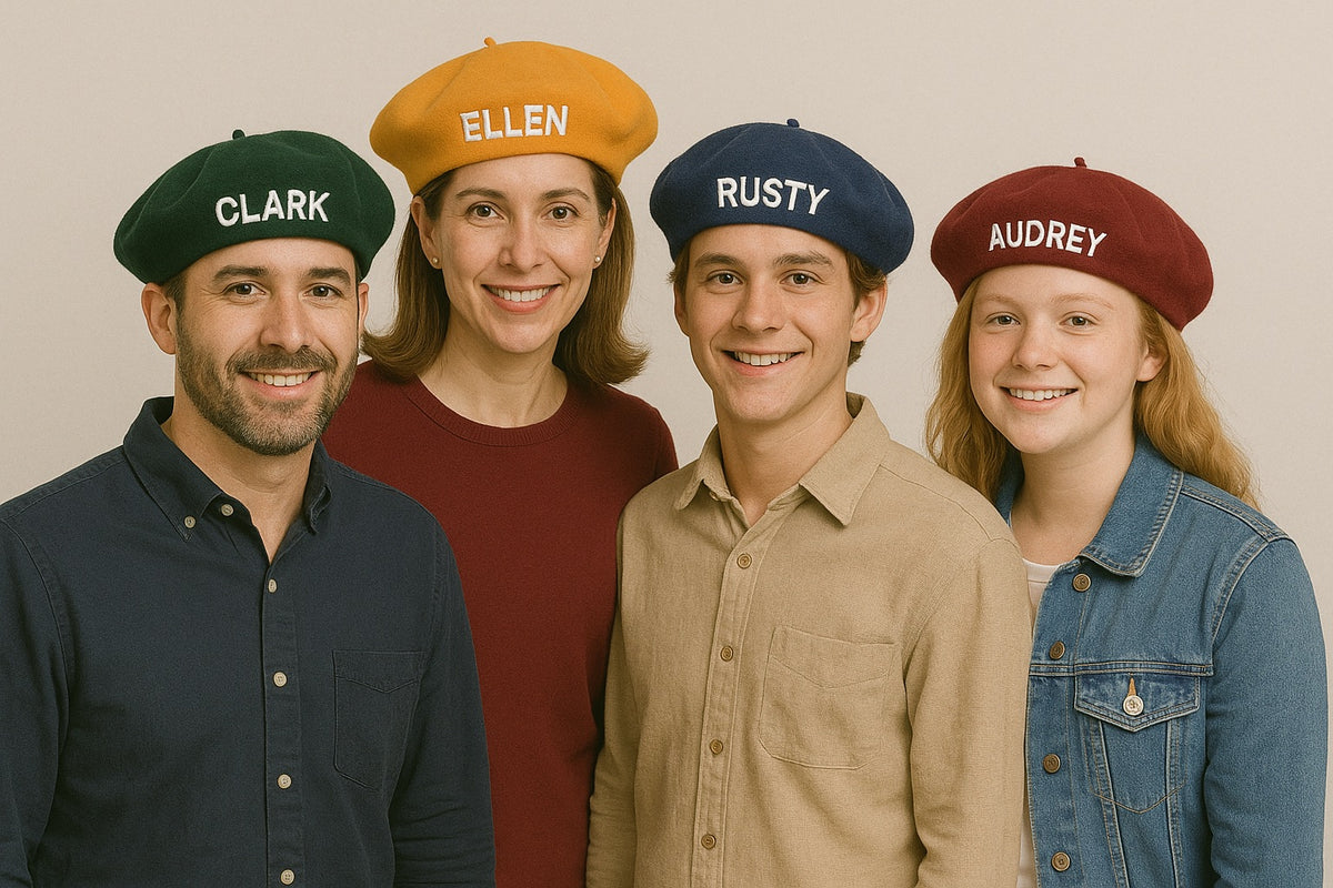 European Vacation, Berets, Customized or Monogrammed Custom Beret, Pick Your Color and Custom Text  100% Wool (Fonts in Picture Gallery)