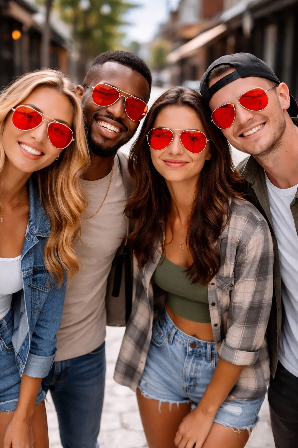 Silver Frame and Red Lens Aviator Sunglasses 1105