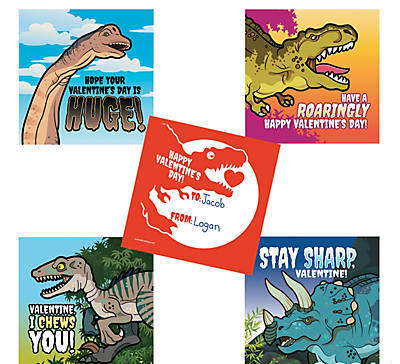 Dinosaur Valentines Day Cards Stickers | 24 SHEETS 20018