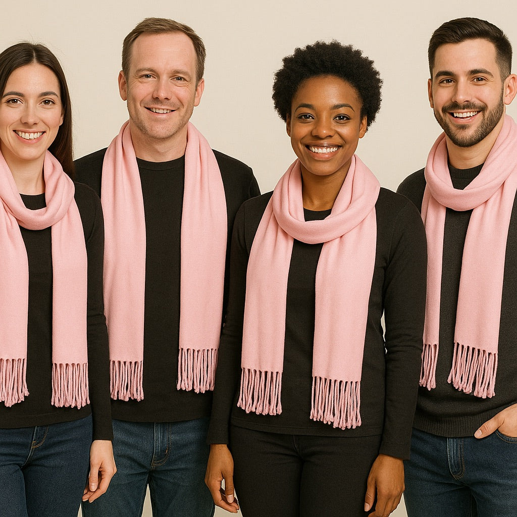Light Pink Pashmina Scarf Shawl 100% Fine Wool Mix 12 PACK  28" x 78" 2107