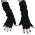 Black Long Fingerless Knit Gloves 12 PACK  5010