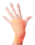 80's Short Fishnet Gloves - Neon Orange 1236