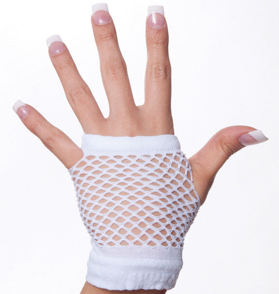 80's Short Fishnet Gloves - White 1240