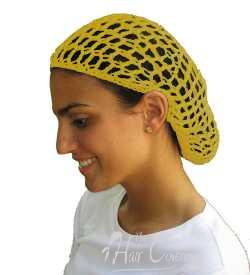 12 PACK Yellow Crochet Hair Snood 6634