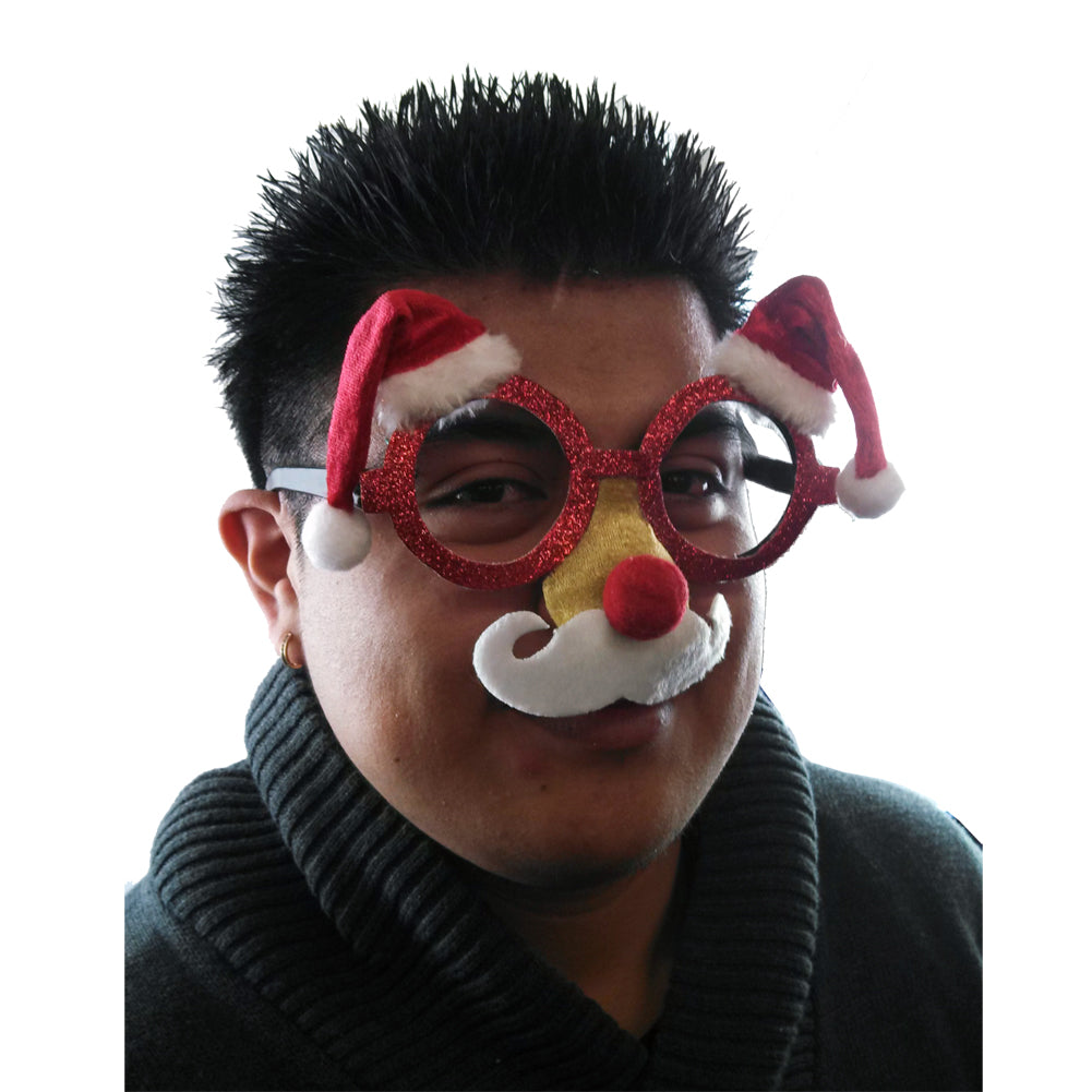 Santa Hat and Mustache Glasses 12 PACK 7330