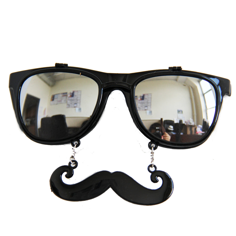 Flip Up Mustache Sunglasses Black 7402