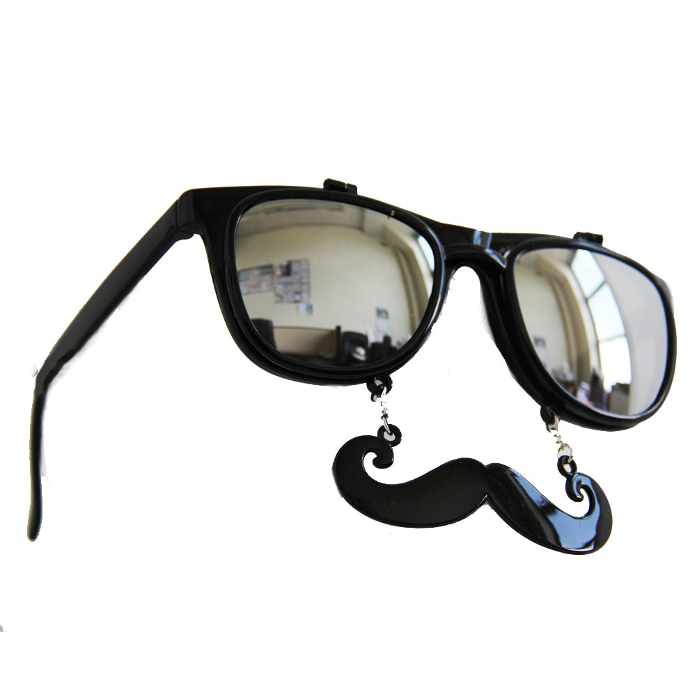 Flip Up Mustache Sunglasses Black 7402