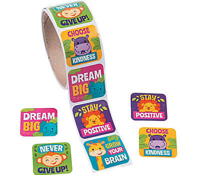 Jungle Party Motivational Stickers Roll 100 PC 38435