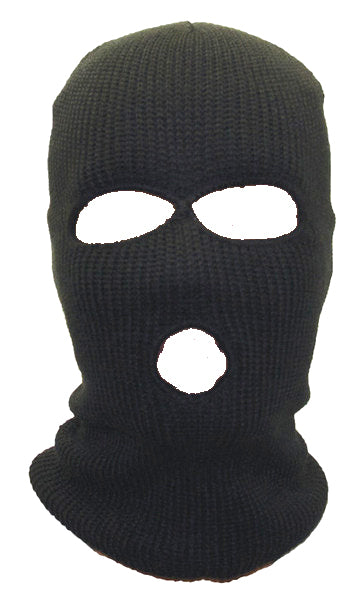 Three Hole Knit Ski Mask - Black 3056 12 PACK