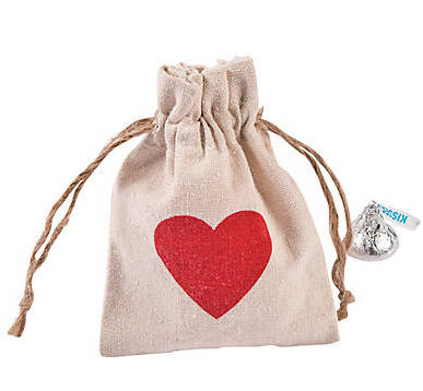 Heart Canvas Drawstring Treat Bags |  12 PACK 20014