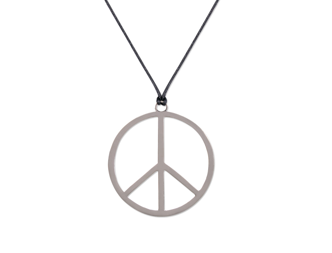 Peace Sign Hippie Necklace Plastic on String 9909