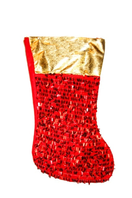 Red Sequin Christmas Stockings 12 PACK Bulk 9225D