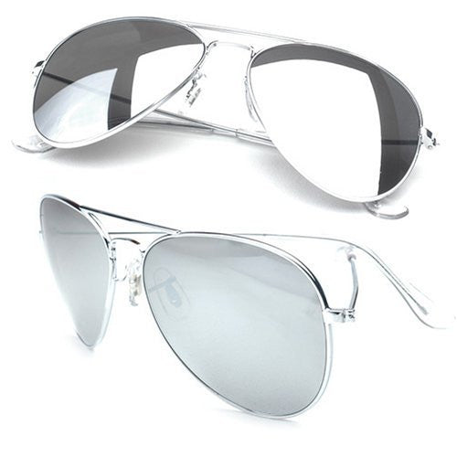 Aviator Sunglasses Silver Frame/ Silver Mirror Lens Bulk Wholesale 1104D