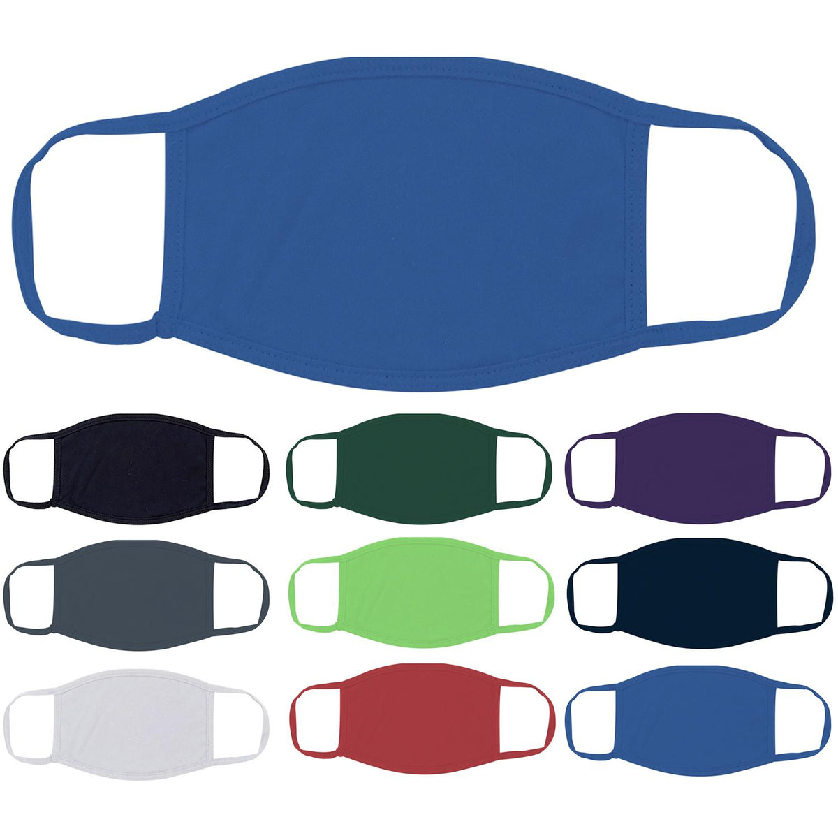 Blue Face Masks Cotton |  12 PACK | Adult Size Double Ply Soft Cotton 134B