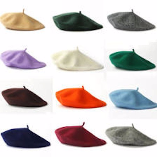 European Vacation, Berets, Customized or Monogrammed Custom Beret, Pick Your Color and Custom Text  100% Wool (Fonts in Picture Gallery)
