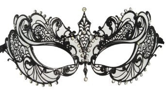 Filigree Black Mask Laser Cut Venetian Masquerade Mardi Gras 9229