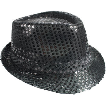 Black Party Hats | Black Sequin Fedora | 18002 Adult Size