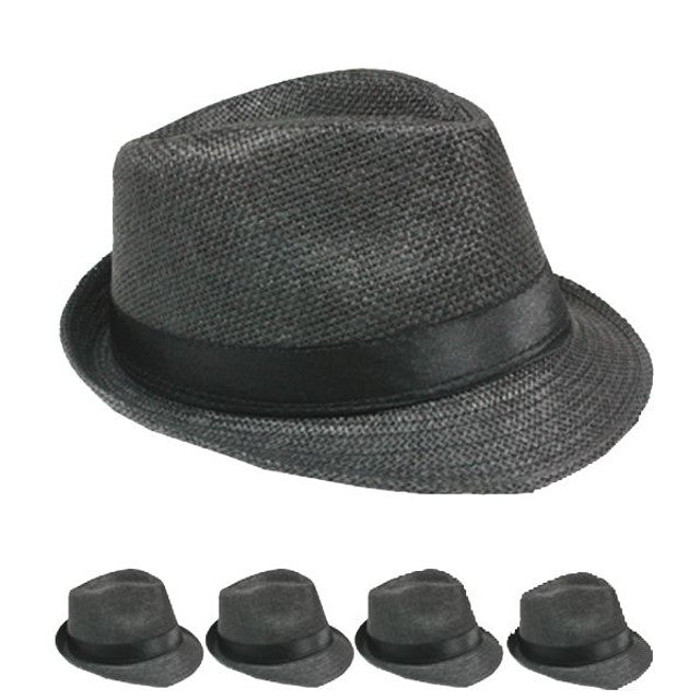 Black Fedora Hats Gangster Pop Star Cotton WS1311D Adult Size