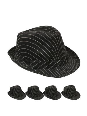 Black Funky Fedora Hat - 12 PACK Felt Adult Size