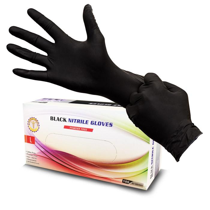 Black Nitrile Gloves |  100 PACK Disposable Gloves Powder Free SHIPS TODAY 15038NB