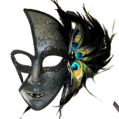 Venetian Mask with Sparkles and Peacock Feathers 1845