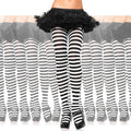 White/Black Striped Opaque Pantyhose 12 PACK 8081D