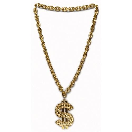 Gold Jumbo Dollar Sign Necklace 12 PACK 6552D
