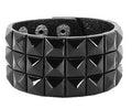 Studded Biker Wristband 3-Row Black 6505