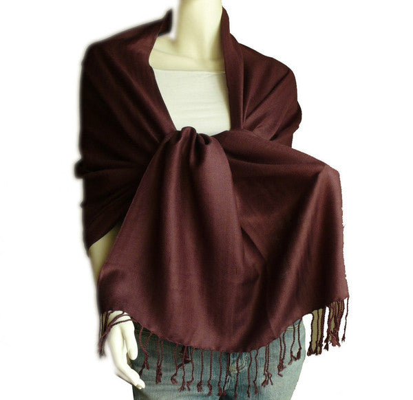 Brown Pashmina Scarf Shawl MATERIAL Fine Wool Mix 12 PACK  28" x 78" 2101